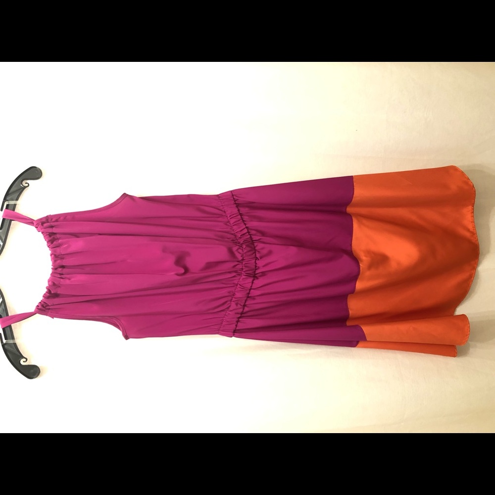 Magenta and orange halter dress